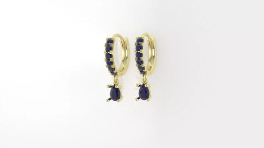 2 pairs of hoop earrings -  stone set with charm and plain set