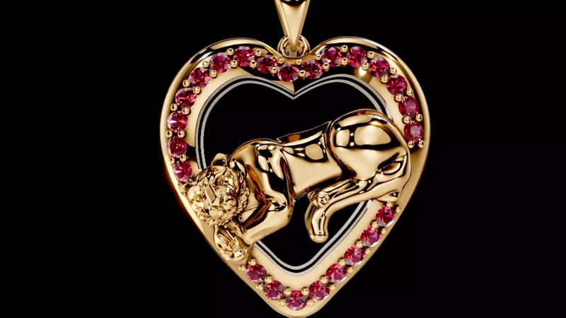 2 styles Panther on Heart pendant