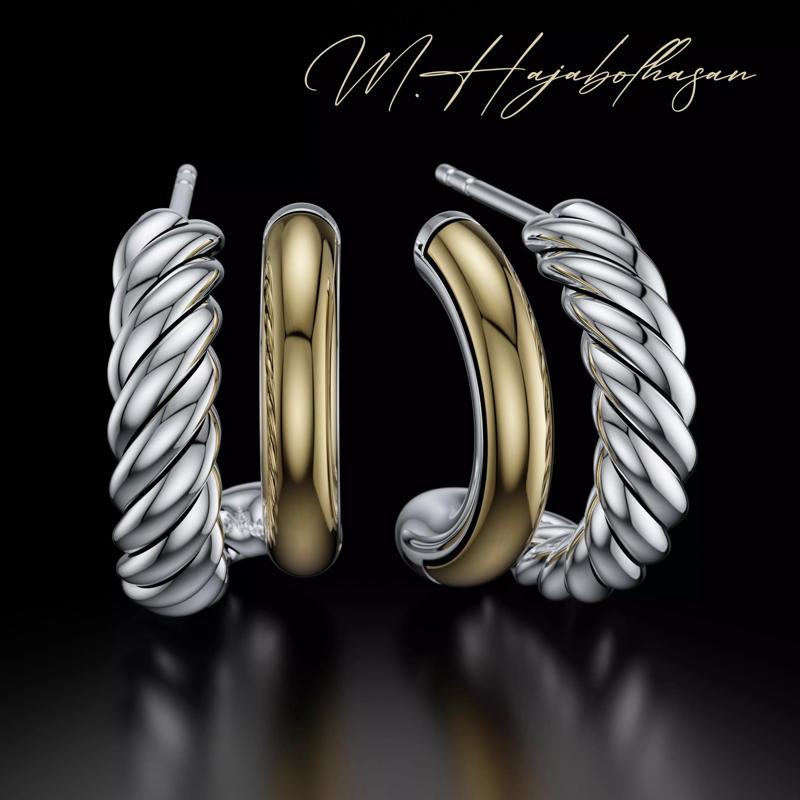 3D Printable Twisted Hoop Earrings Modern Rope Style Jewelry