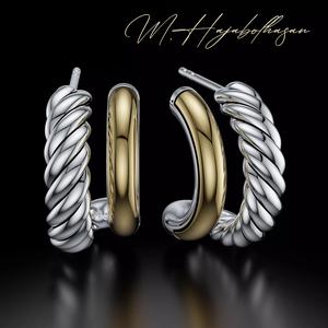 3D Printable Twisted Hoop Earrings Modern Rope Style Jewelry