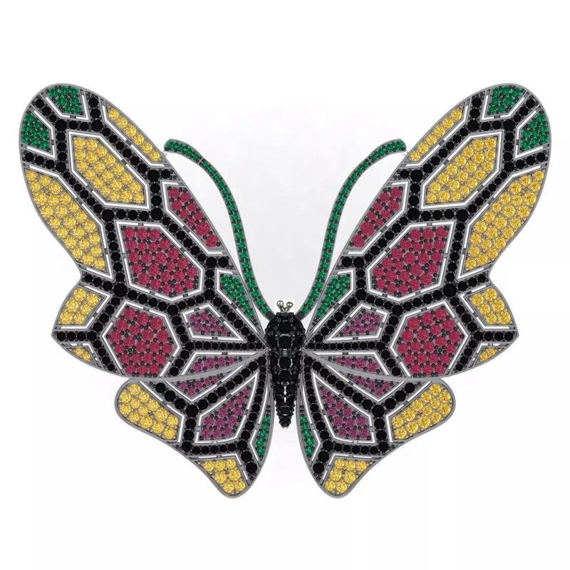 Eli Frei Large Multi Gemstone Butterfly Brooch