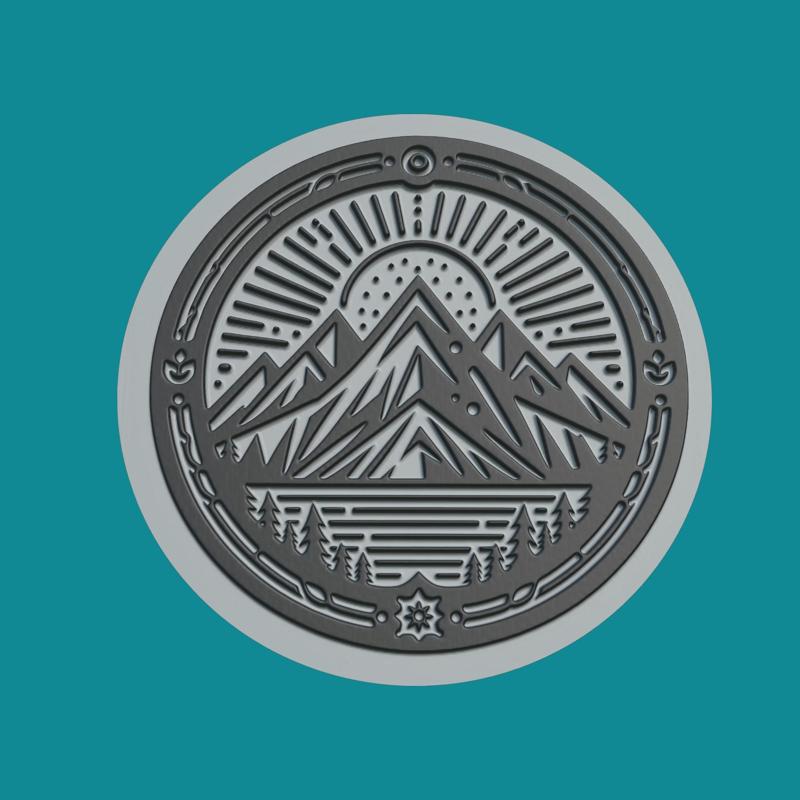 Mountain Medallion Mountain 3d Print Model
