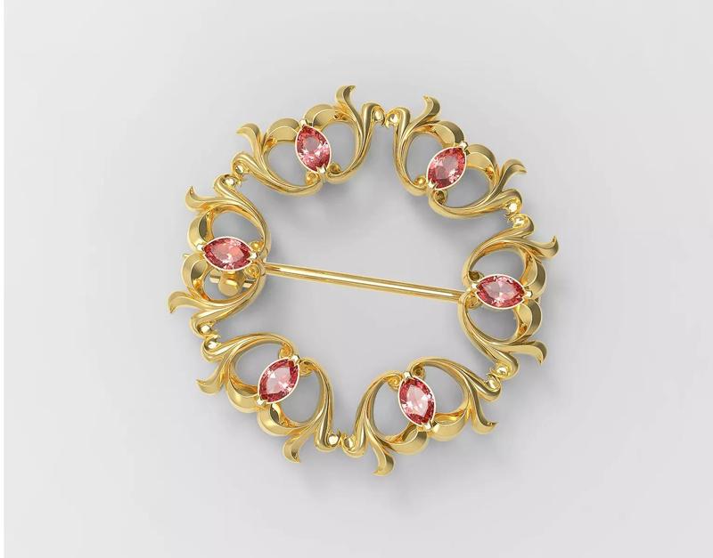 Pear stones brooch