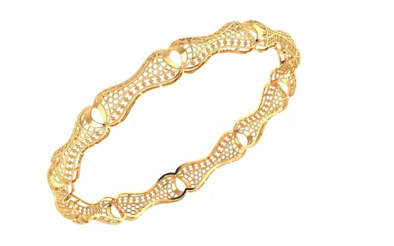 70 Rhythmic Wave Gold Bangle 9gm