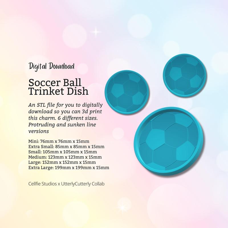Soccer Ball Trinket Dish STL File - Digital Download -6 Sizes- Homeware, Boho Modern Design