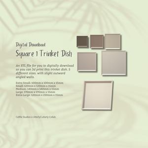 Square Trinket Dish STL File - Digital Download -5 Sizes- Homeware, Boho Modern Design