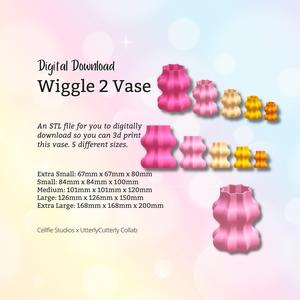 Wiggle Vase 2 STL File - Digital Download -5 Sizes- Homeware, Minimalist Modern Design