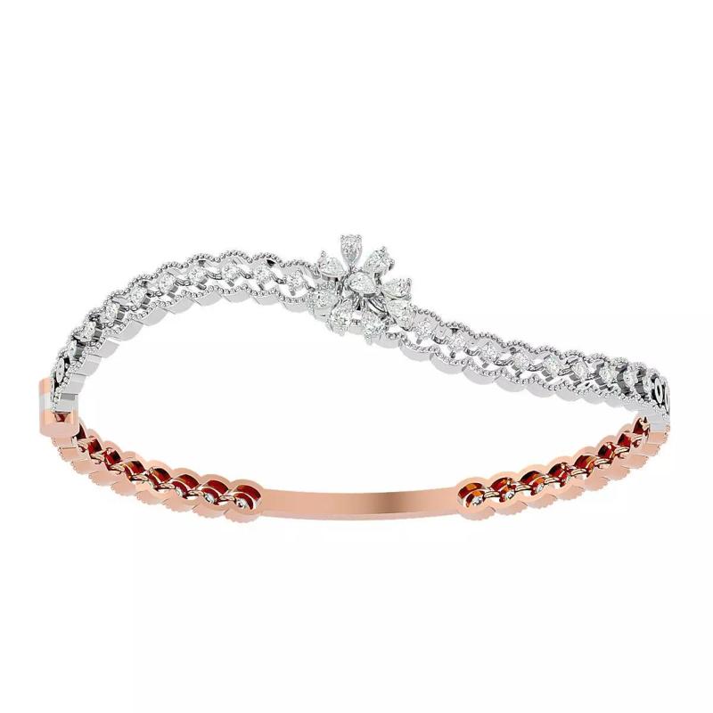 Blooming Flower Diamond Bracelet 3dm stl render detail