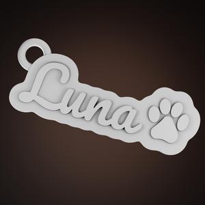 Personalized 3D keychain LUNA + fingerprint (STL ready-to-print, 75-85 mm)
