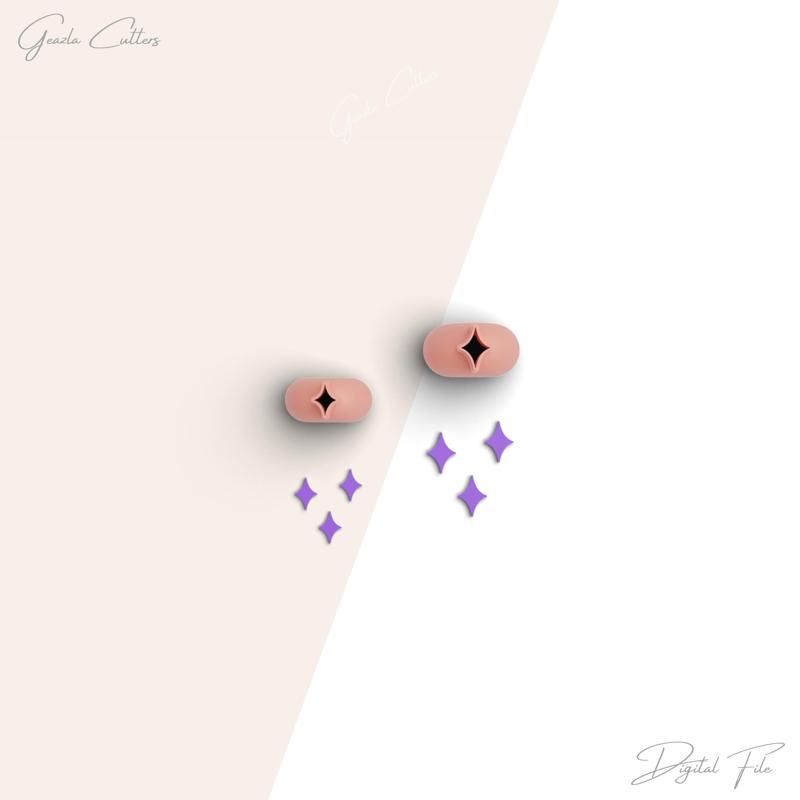 Sparkle Micro Clay Cutter, Sparkle Polymer Clay Cutter, Tiny Clay Cutter, 2 Sizes Included, Digital STL File, No: 107