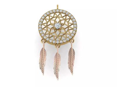 Feathered round pendant or necklace