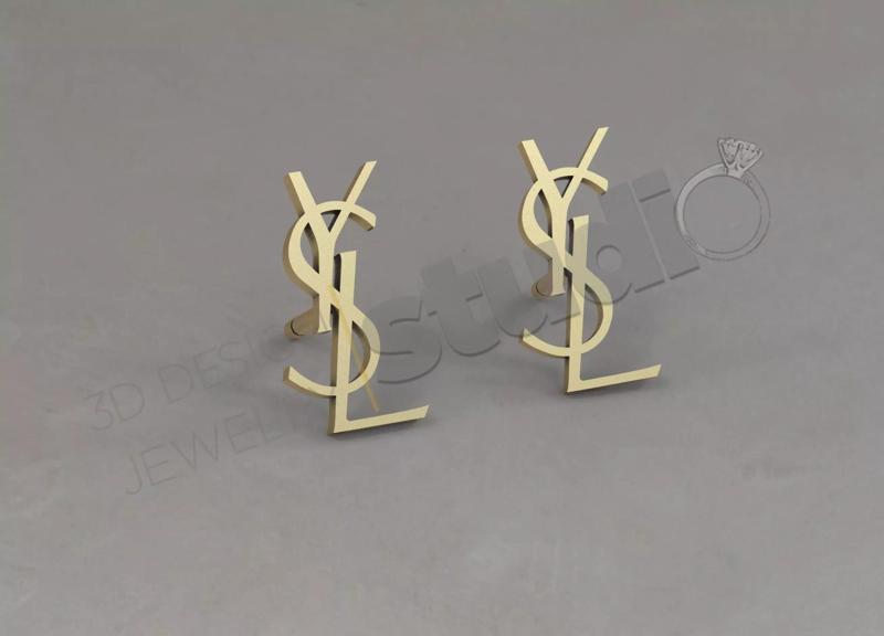 Highly luxury Yves Saint Laurent design earring 3d model
