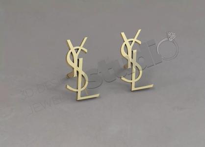 Highly luxury Yves Saint Laurent design earring 3d model