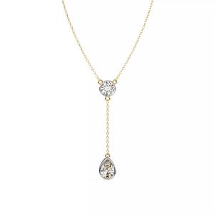Classic Pear with Round Diamond Necklace for women