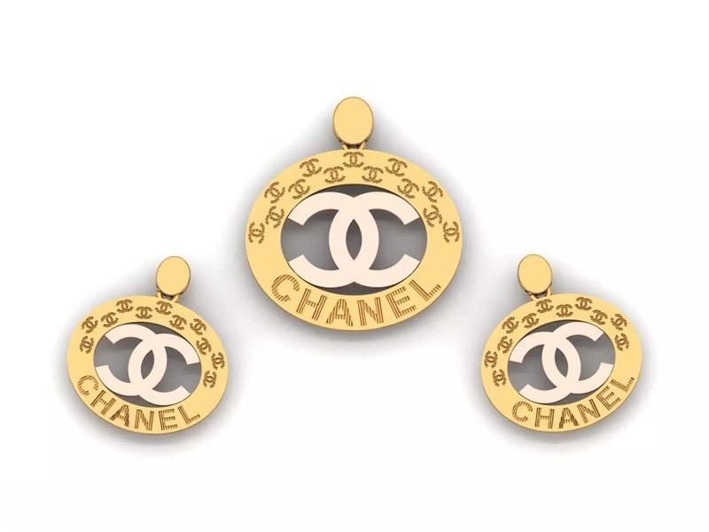 Branded pendant and earring set