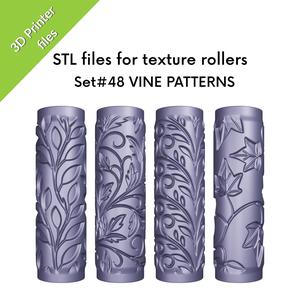 Texture Mini Rollers for clay, Vine patterns, botanical, leaf, nature inspired, files for 3D printing, Set #48