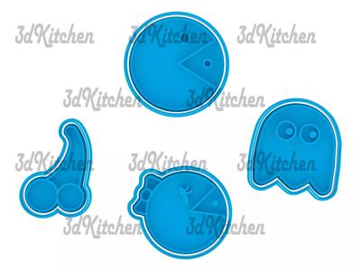 Pacman Cookie cutters STL files 3D print model 3D print model