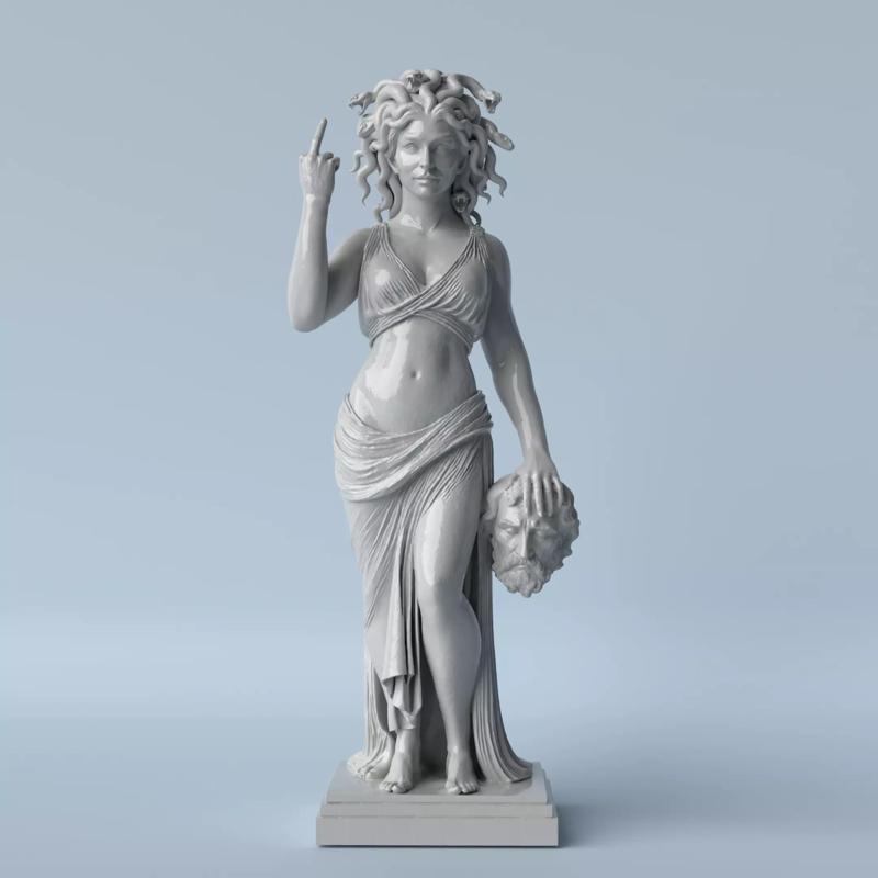 Rebel Medusa  STL Sculpture Middle Finger