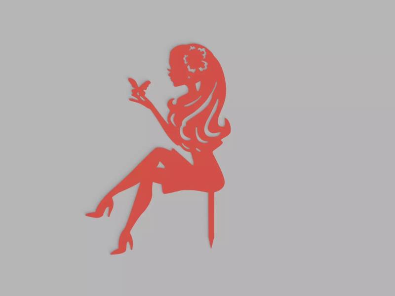 Girl and butterfly cake topper