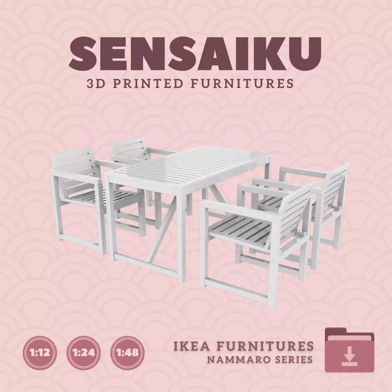 NAMMARO Table V3 and Armchair V1 for Dollhouse - IKEA - 3D Print