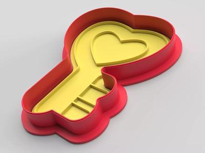 Cookie cutter and stamp - Key and heart