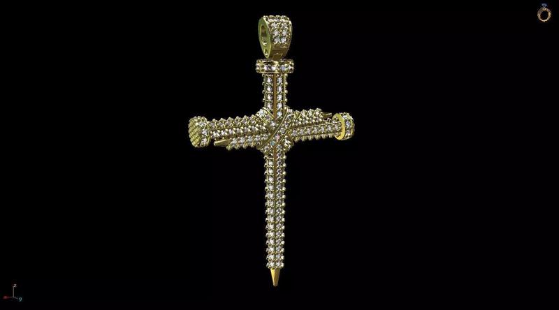 Cross Pendant Studded Nail
