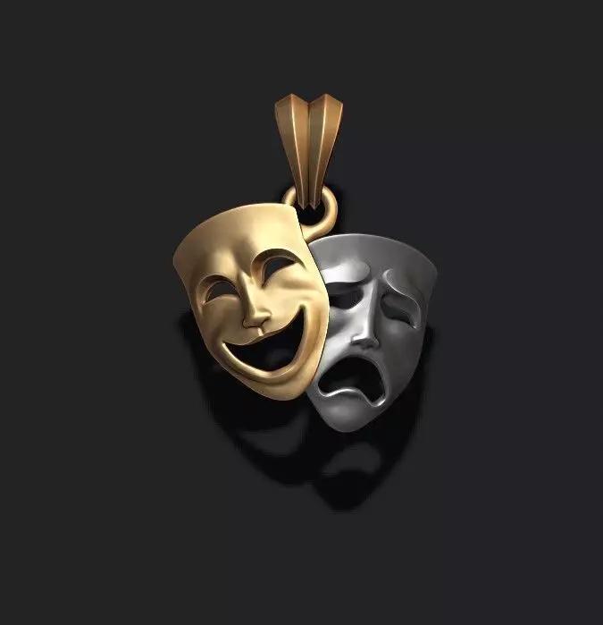 Comedy and Tragedy masks pendant