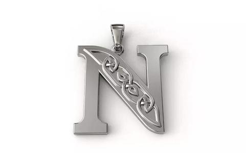 Celtic pendant letter N