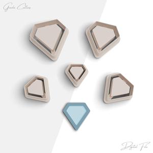 Embossed Diamond Clay Cutter, Diamond Shape Polymer Clay Earring Cutter, 2 Cutter Version, 5 Sizes Included, Digital STL File, No: 915