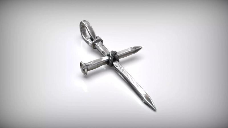 Christian Gothic Style Nail Cross with Rope Pendant