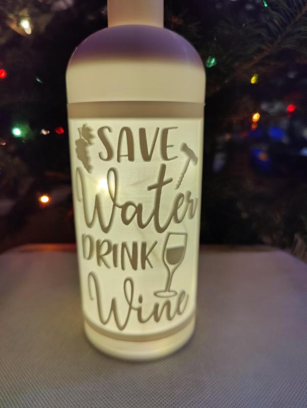 Save Water Drink Wine Lithophane Wine Bottle