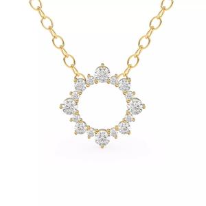 Circle Diamond Sun Pendant Cluster Round Zircon Charm Necklace