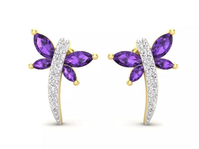AV 619 Marquise and Round Diamond Dragonfly Stud Earrings
