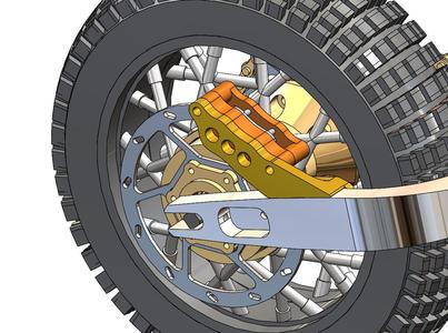 Rear brake caliper bracket with hub for ARX 540/X-RIDER/REELY disc