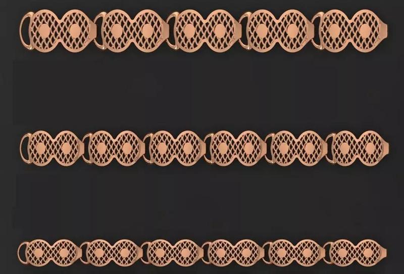 3 Size Gold Bracelet 3dm stl renders details