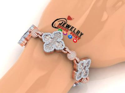 Custom Cathedral Clover  Cross Bracelet w Ball Link Bracelet