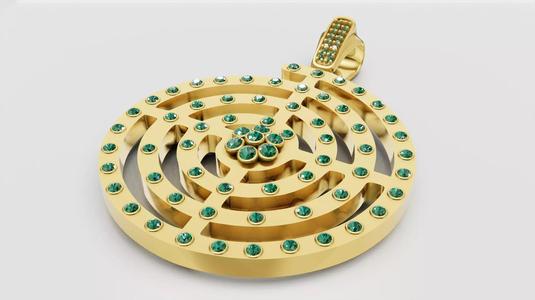spiral gold pendant 3D printable model