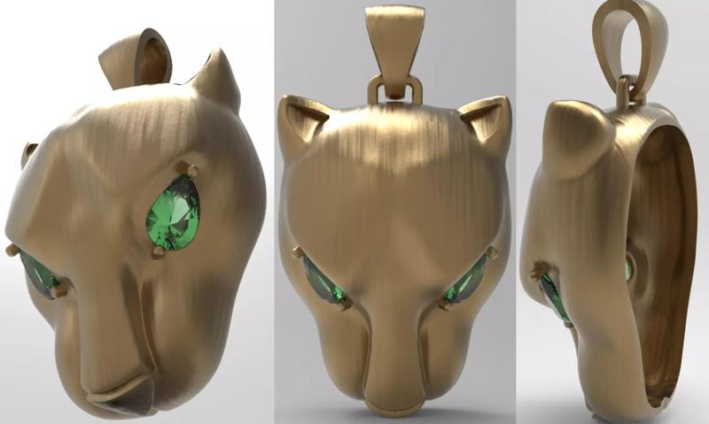 Panther Head Flat Pendant
