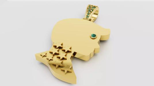 gold girl pendant 3D printable model