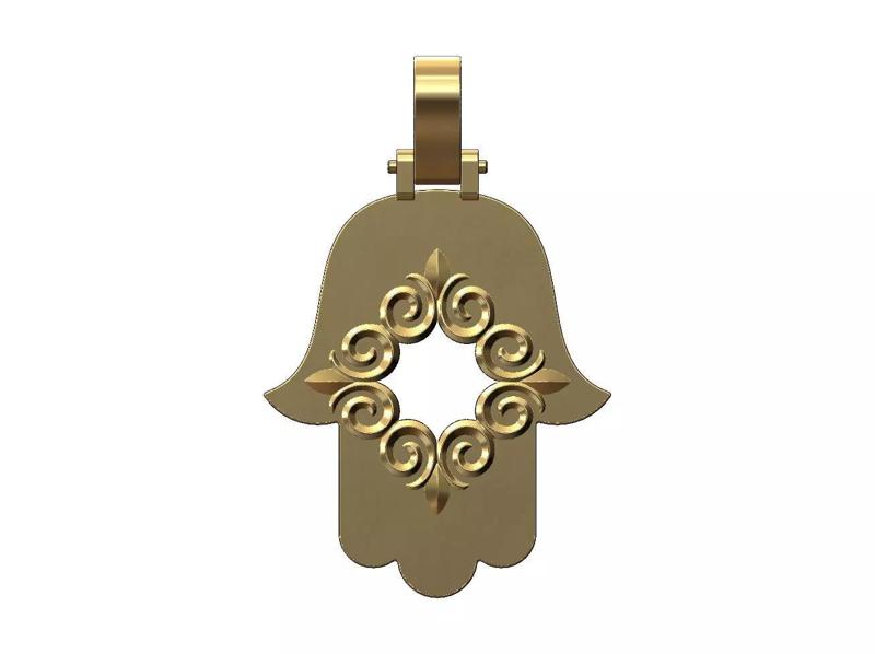Floral motif hamssa pendant with bail