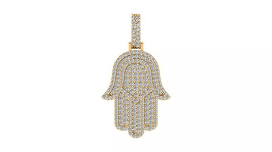 Iced-Out Hamsa Hand Pendant