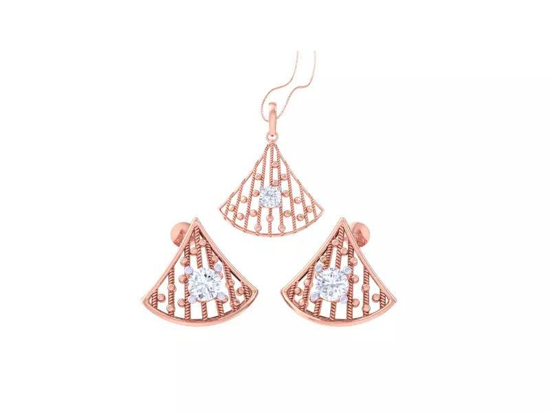 Solitaire Earring Pendant Set 3dm STL OBJ FBX Renders Details