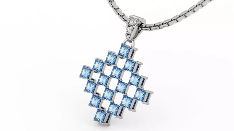 Diamond Matrix Princess Cut Pendant