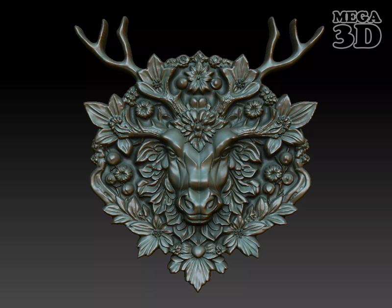 Stag Pendant Bas Relief 07 230612
