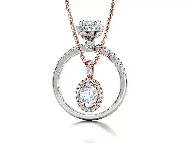 Jewelry Set 7x5 Oval Stone Pendant and Engagement Ring  3D Model Collection