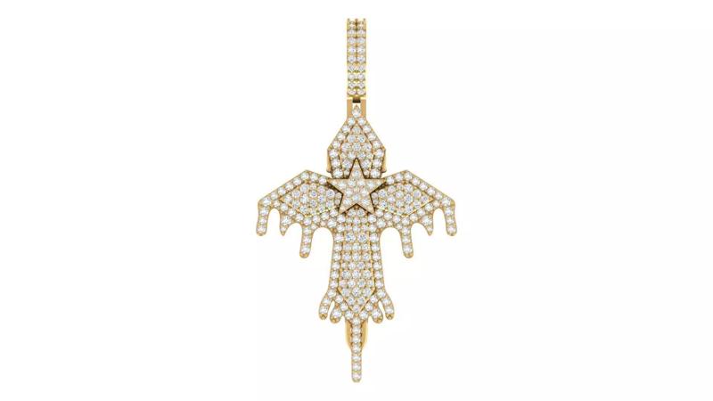 Iced-Out Dripping Cross Pendant