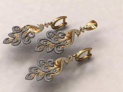 Phoenix pendant earrings set Firebird