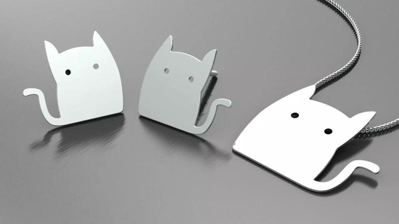 cat pendant-earrings set