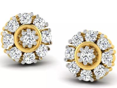 Gold Diamond Women Earring 3D print Model