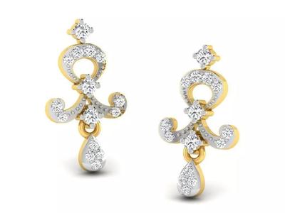 Gold Diamond Women Earring 3D print Model